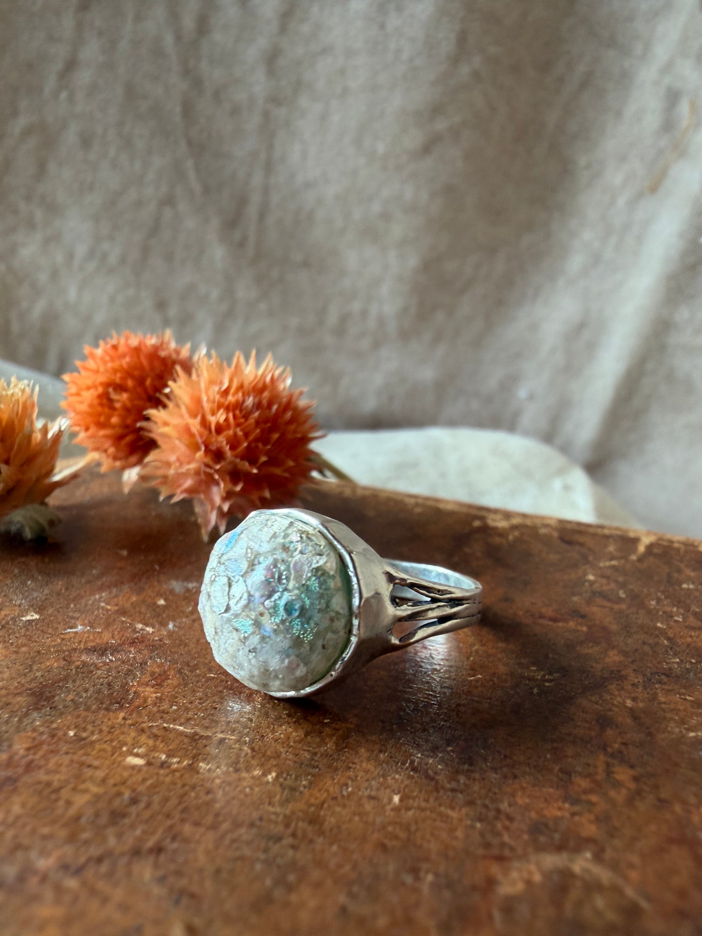 The Astra Romana Ring - Real Ancient Roman Glass set in Sterling Silver