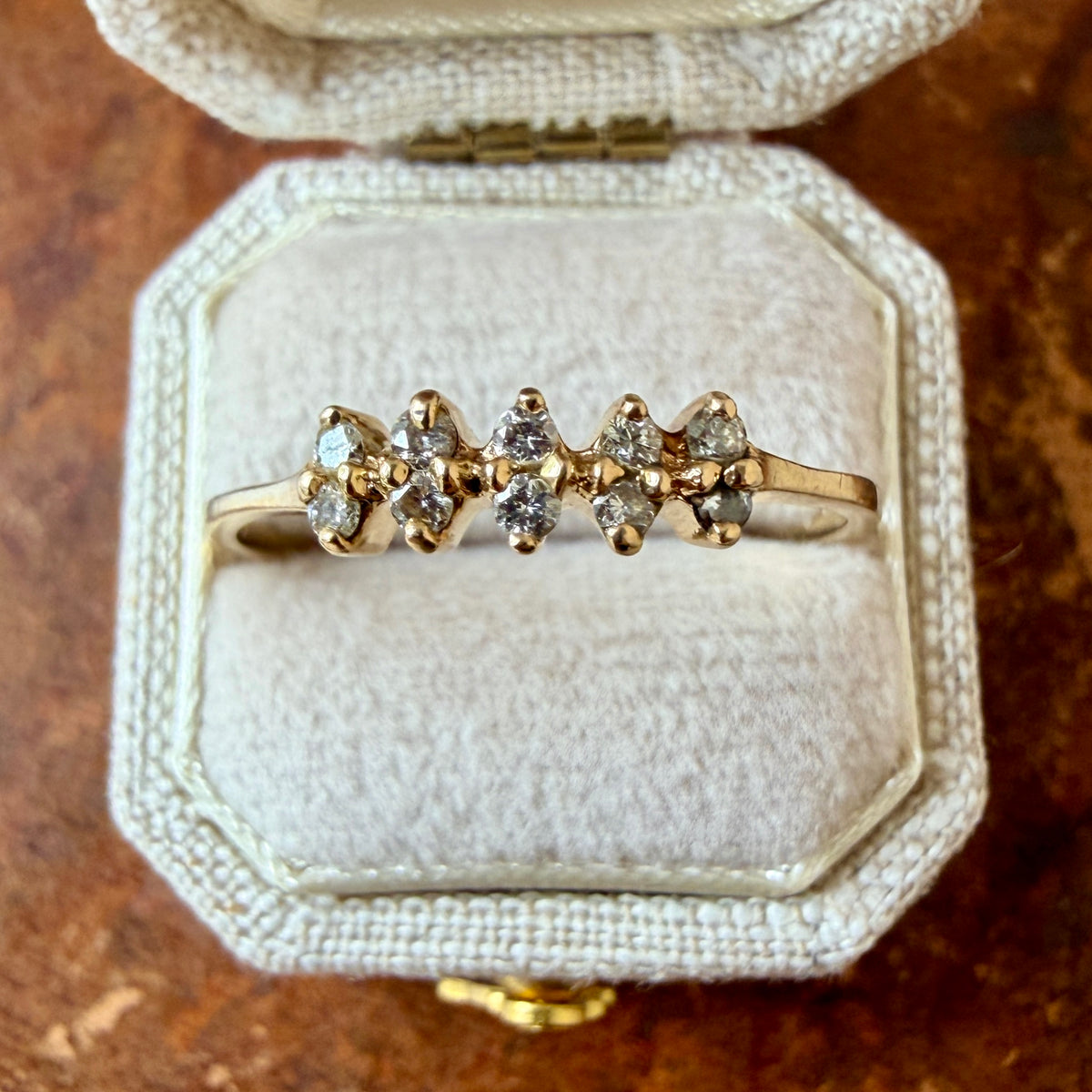 The First Frost Ring - Vintage Solid 14K and Natural Diamond Band
