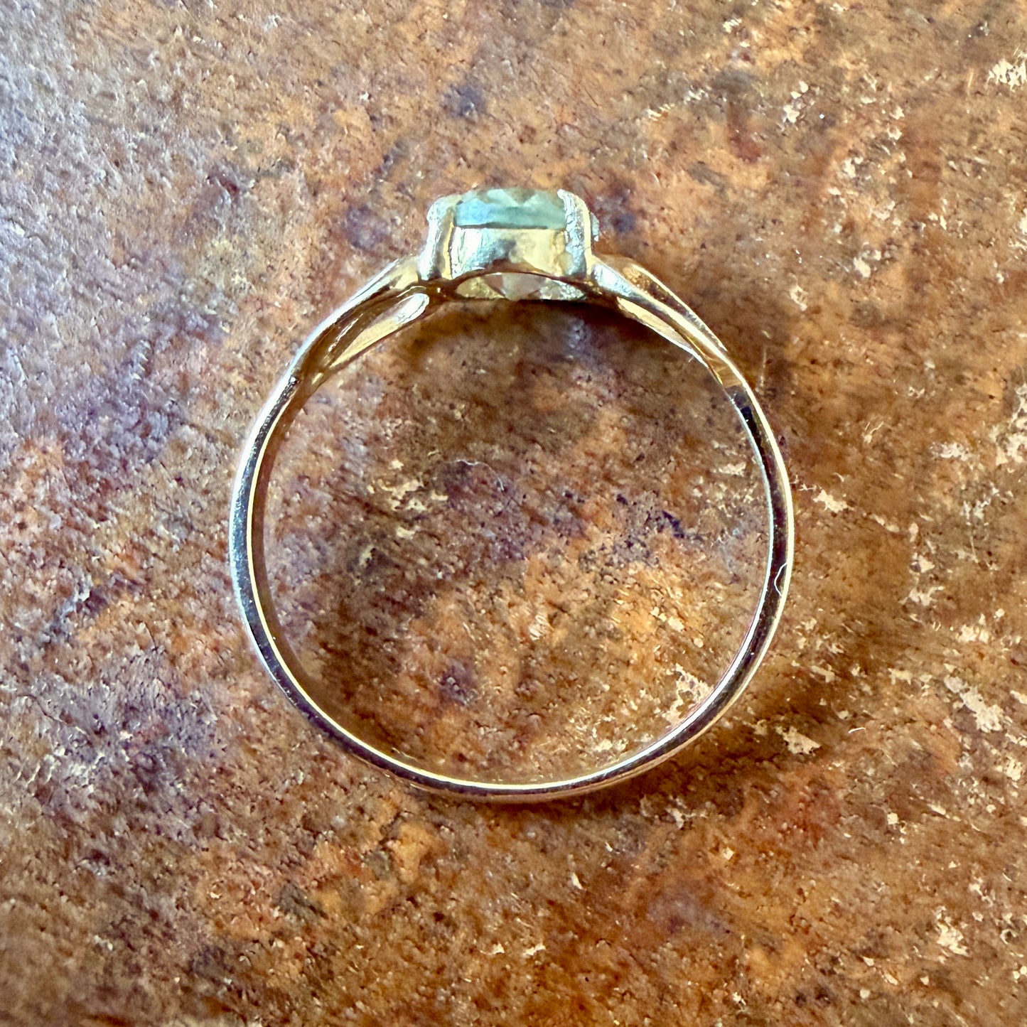The Portfino Ring - Vintage Solid 10K Yellow Gold set with Natural Green Amethyst Prasiolite