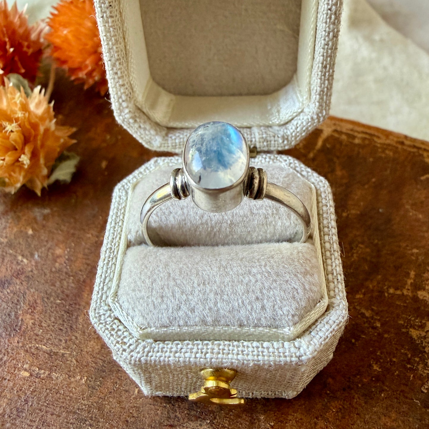 The Tengliu Ring - Vintage Sterling Silver and Natural Moonstone Ring