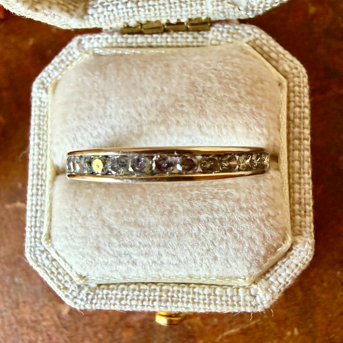 The Inverness Ring - Vintage Solid 10K White Gold with Natural Diamond Stackable Wedding Band