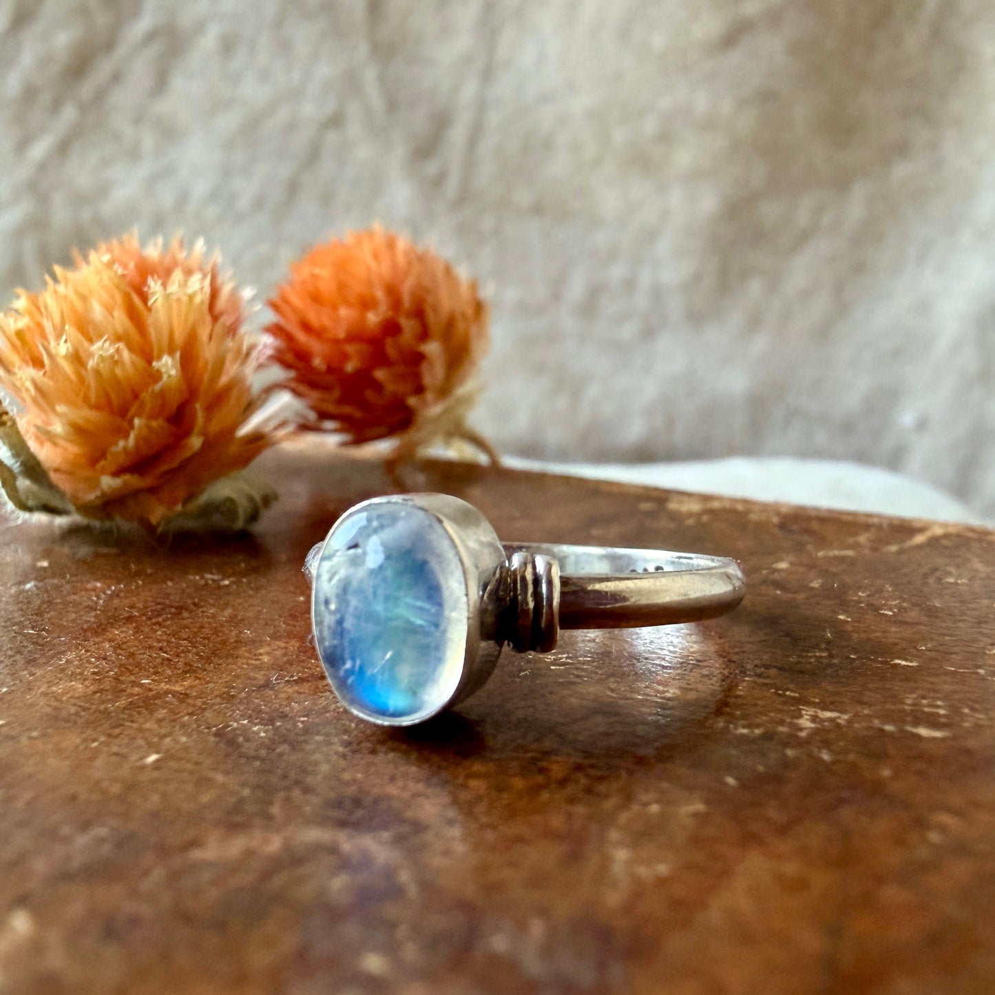 The Tengliu Ring - Vintage Sterling Silver and Natural Moonstone Ring