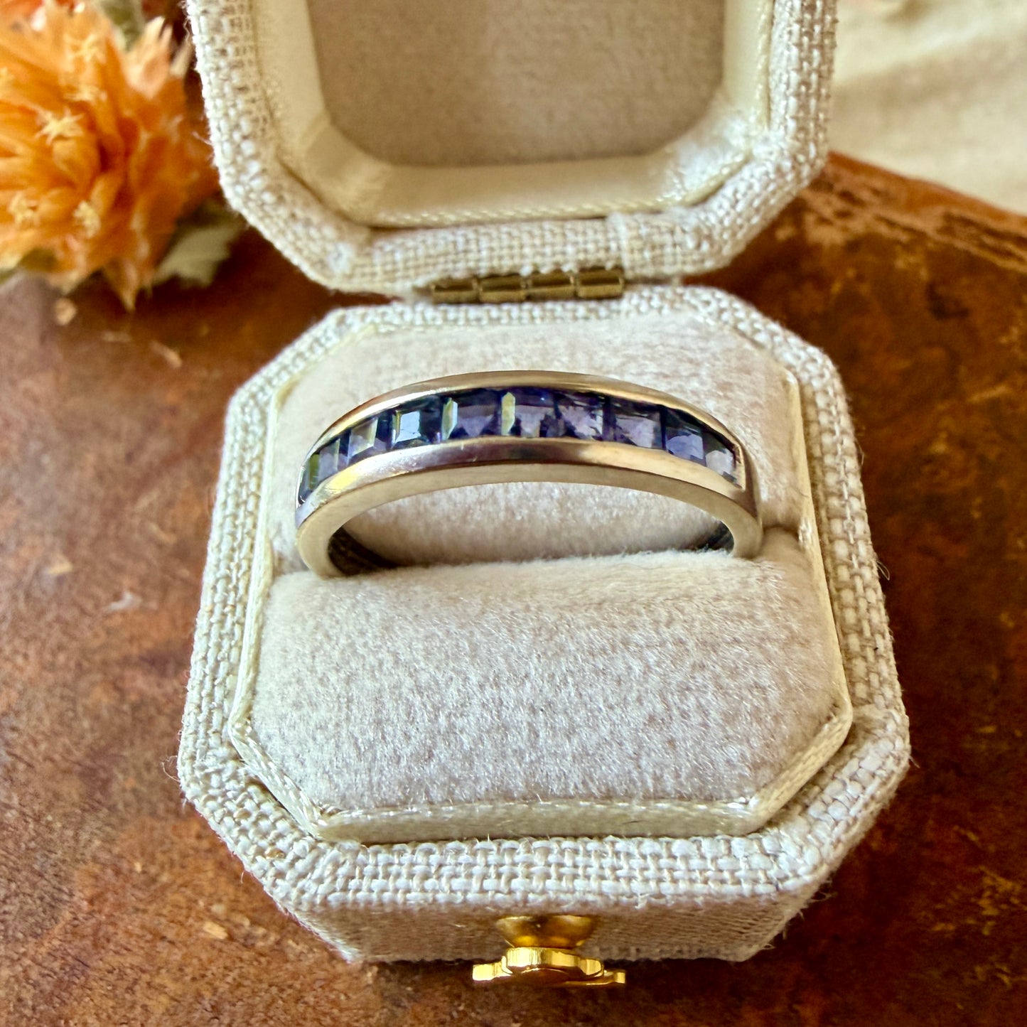 The Tuileries Ring - Vintage Solid 9K White Gold and Natural Alexandrite Ring