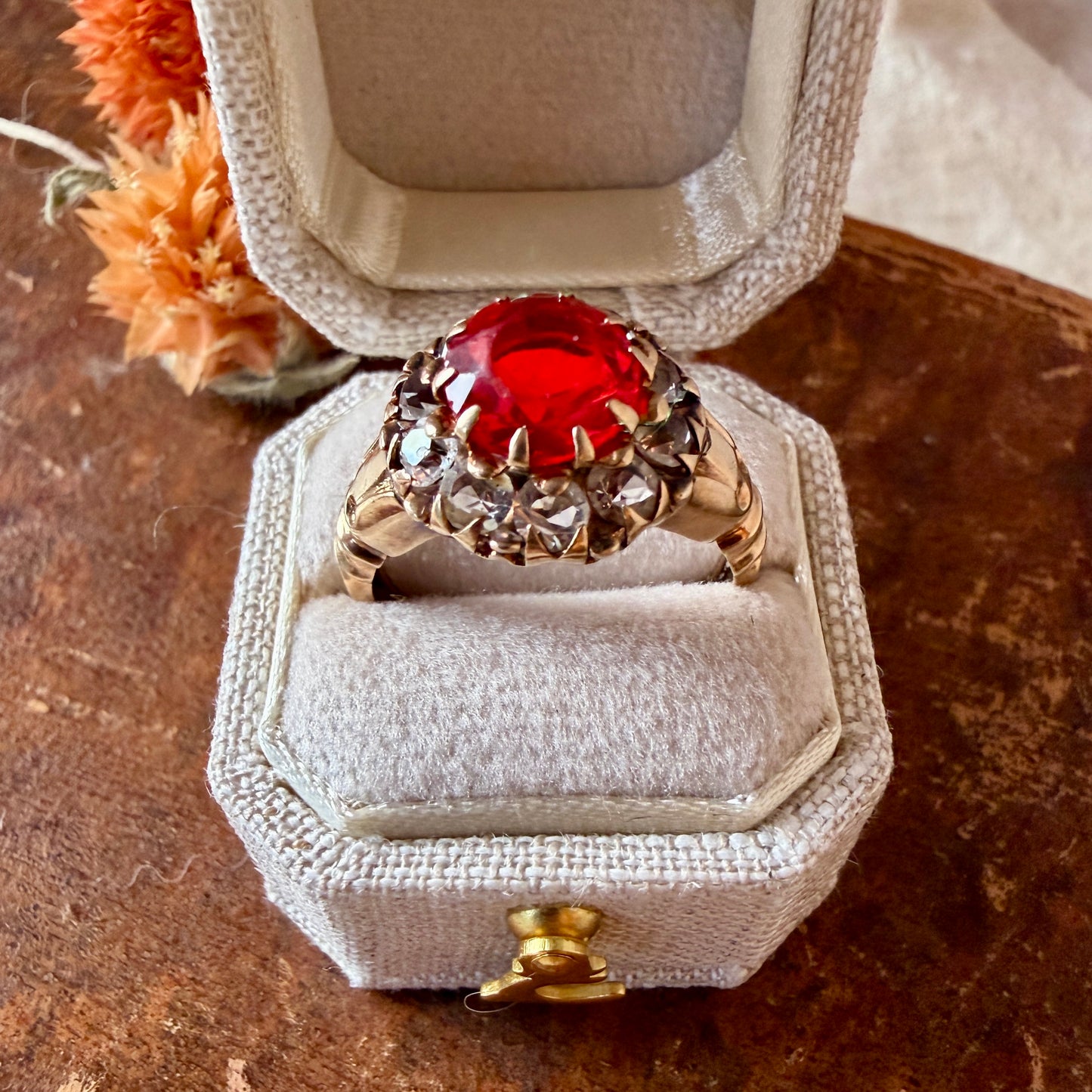 The Vie Boheme Ring - Antique Victorian Solid 10K Yellow and Paste Ring
