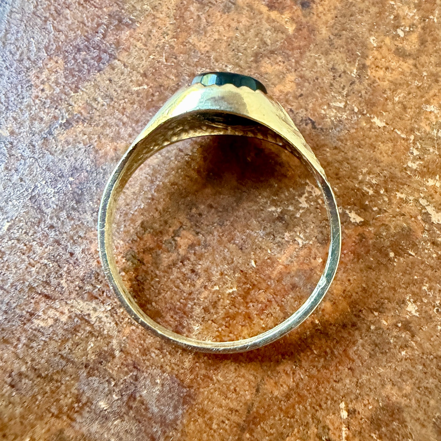The Brompton Ring - Vintage Solid 9K Yellow Gold and Natural Onyx Mourning Signet Ring