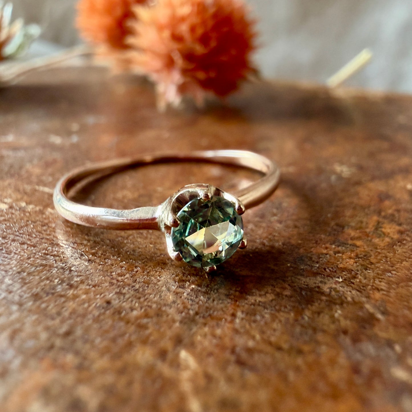 The Trouvaille Ring - Vintage Solid 10K Yellow Gold set with Natural Green Amethyst Prasiolite